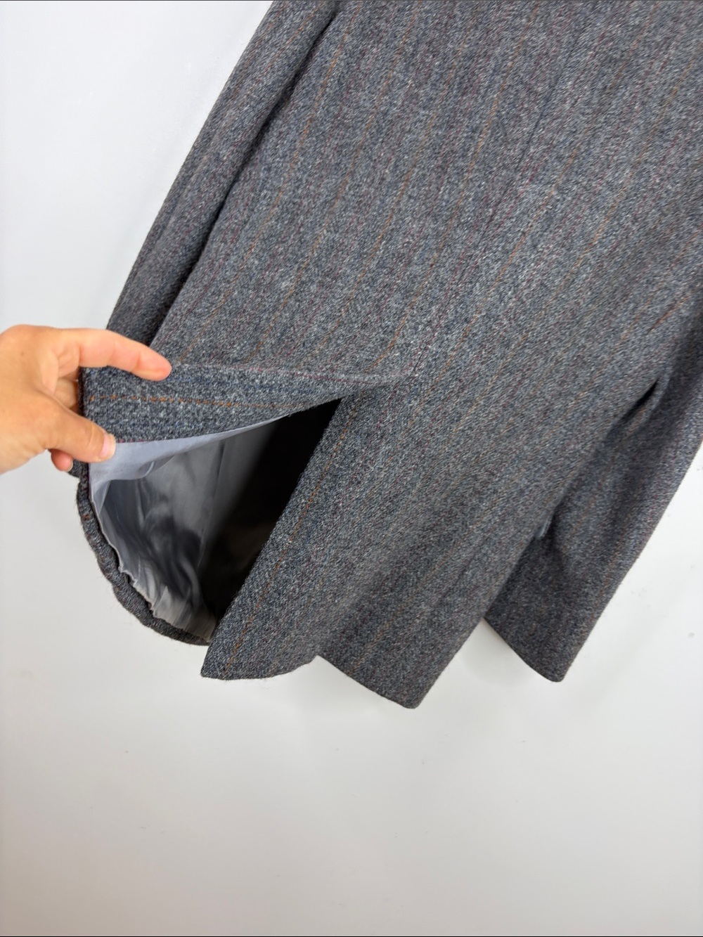 Vintage Harris Tweed Sport Coat Mens 46T Grey Orange Red Stripe Wool Blazer - Picture 10 of 15